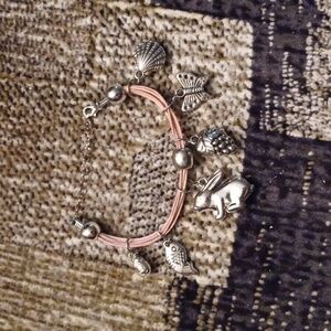 $4 Add-on Silver Charm Bracelet with Pink Accents